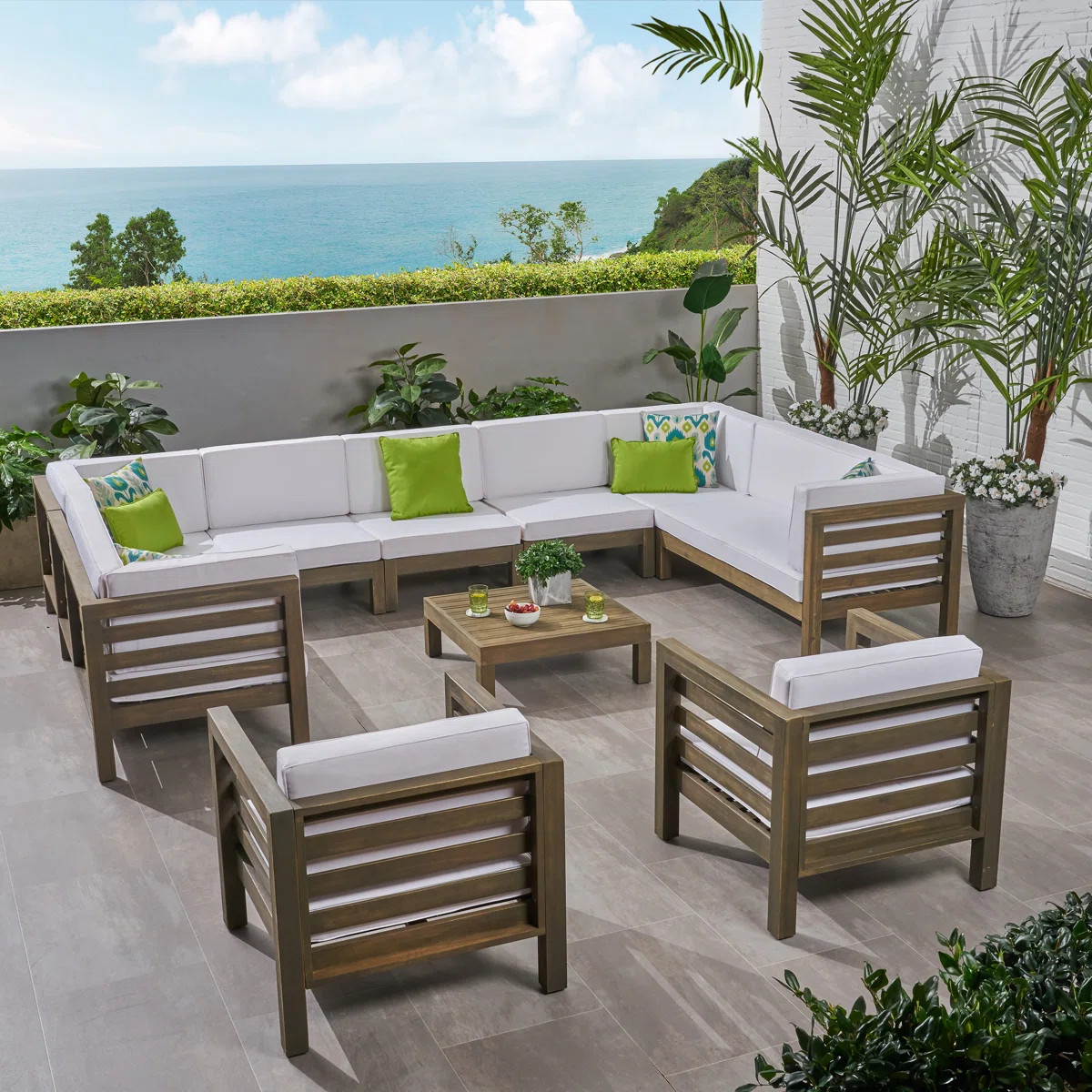Acacia 11 - Person Modular Patio Conversation Set with Cushions | Wayfair North America