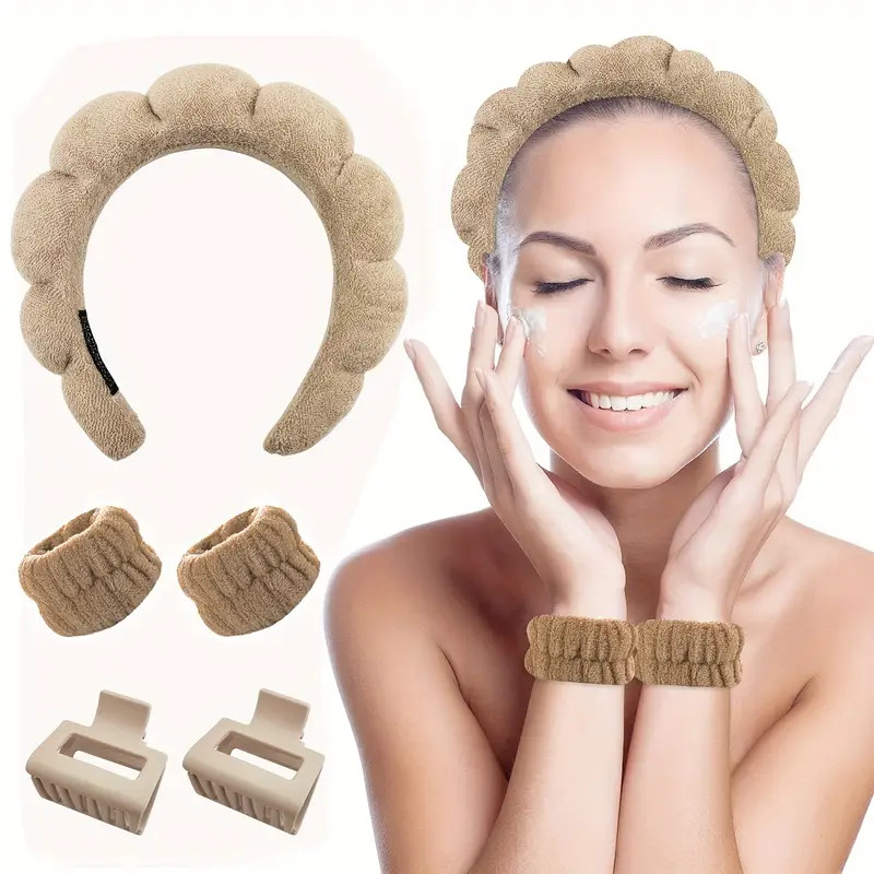 5Pcs Spa Tools Fluffy Head Band Elastic Water Absorbent Wrist Bands Hair Claw Clips Non Slip Clip... | Temu Affiliate Program