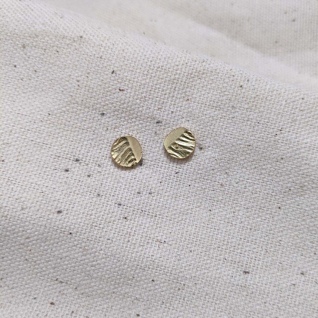 Tiny Reticulated Vermeil Circle Post Earrings - Etsy | Etsy (US)