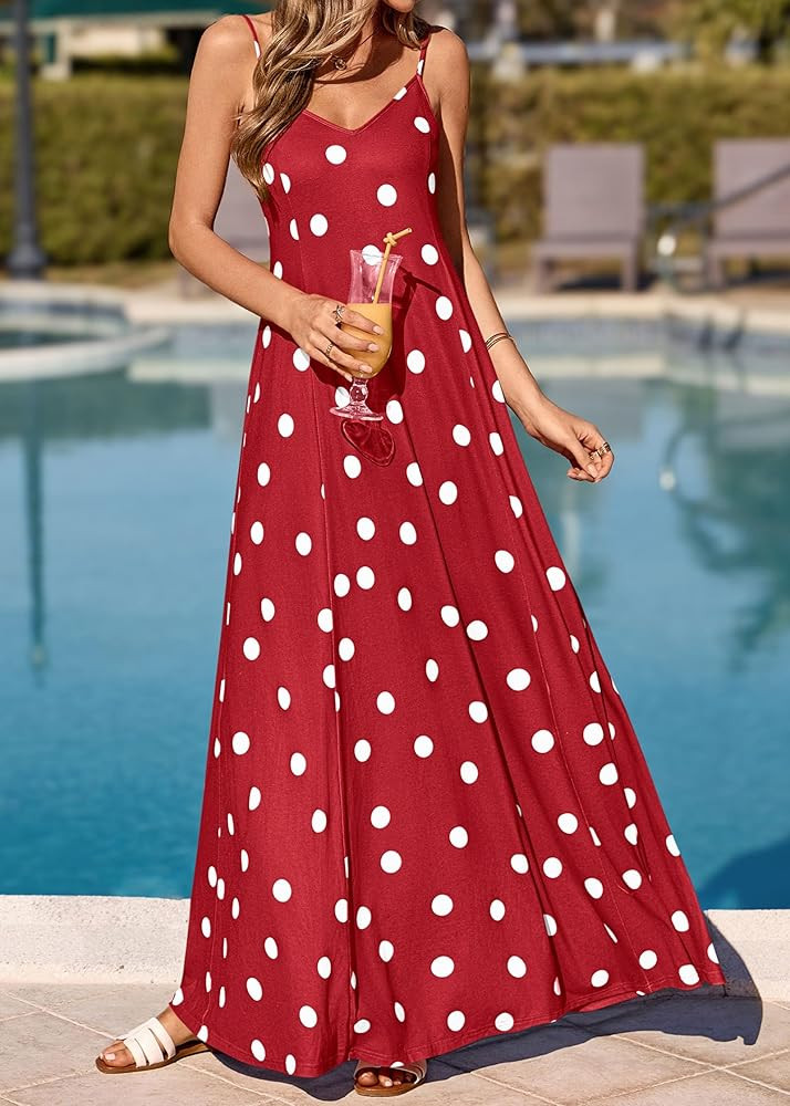 KIRUNDO Polka Dot Dress for Women Summer 2026 Sleeveless Spaghetti Strap Beach Vacation Cruise Bo... | Amazon (US)