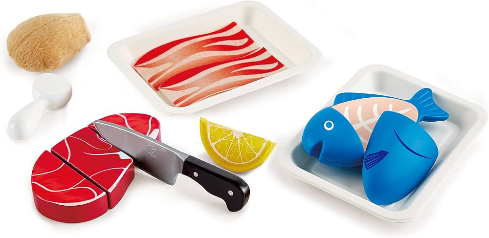 Hape Tasty Proteins Set | Wooden Pretend Play Food Set for Kids, Basic Play Cooking Ingredients a... | Amazon (US)