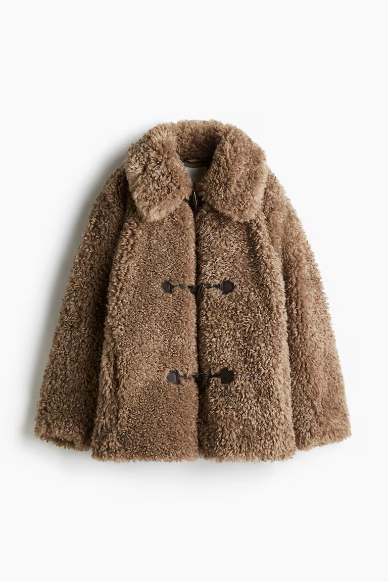 Fluffy jacket - Dark beige - Ladies | H&M GB | H&M (UK, MY, IN, SG, PH, TW, HK)