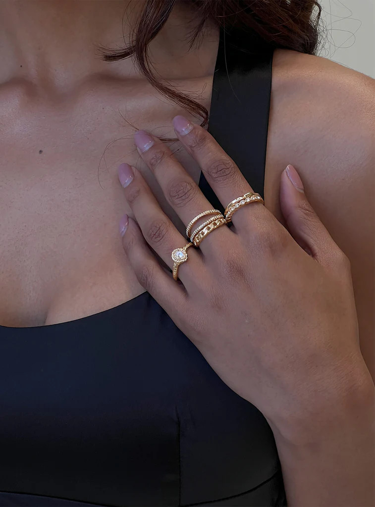 All For Love Ring Pack Gold | Princess Polly US