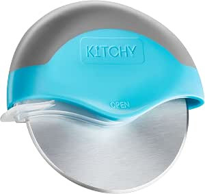 Pizza Cutter Wheel with Protective Blade Cover, Ergonomic Pizza Slicer (Blue) | Amazon (US)