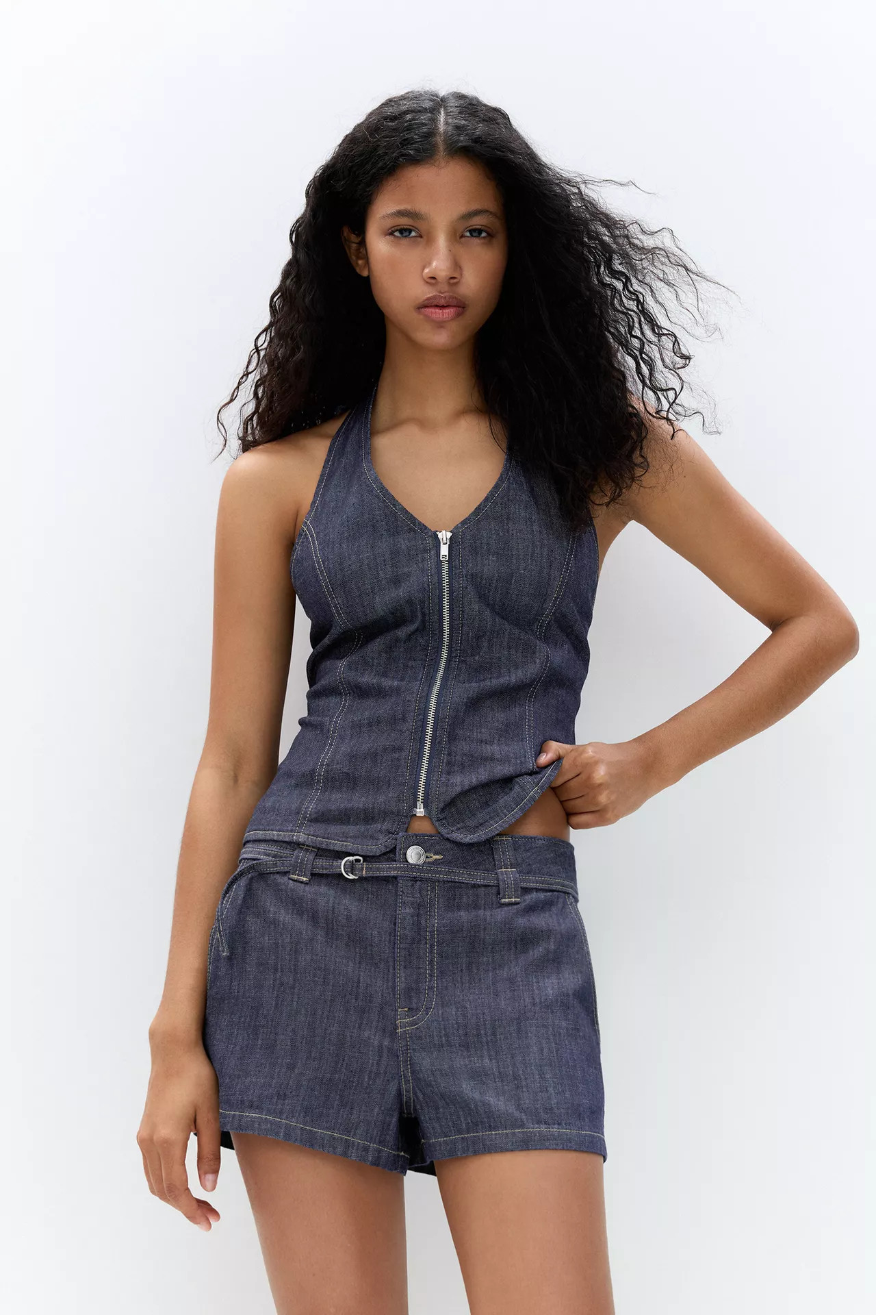 Belted denim shorts | PULL and BEAR UK