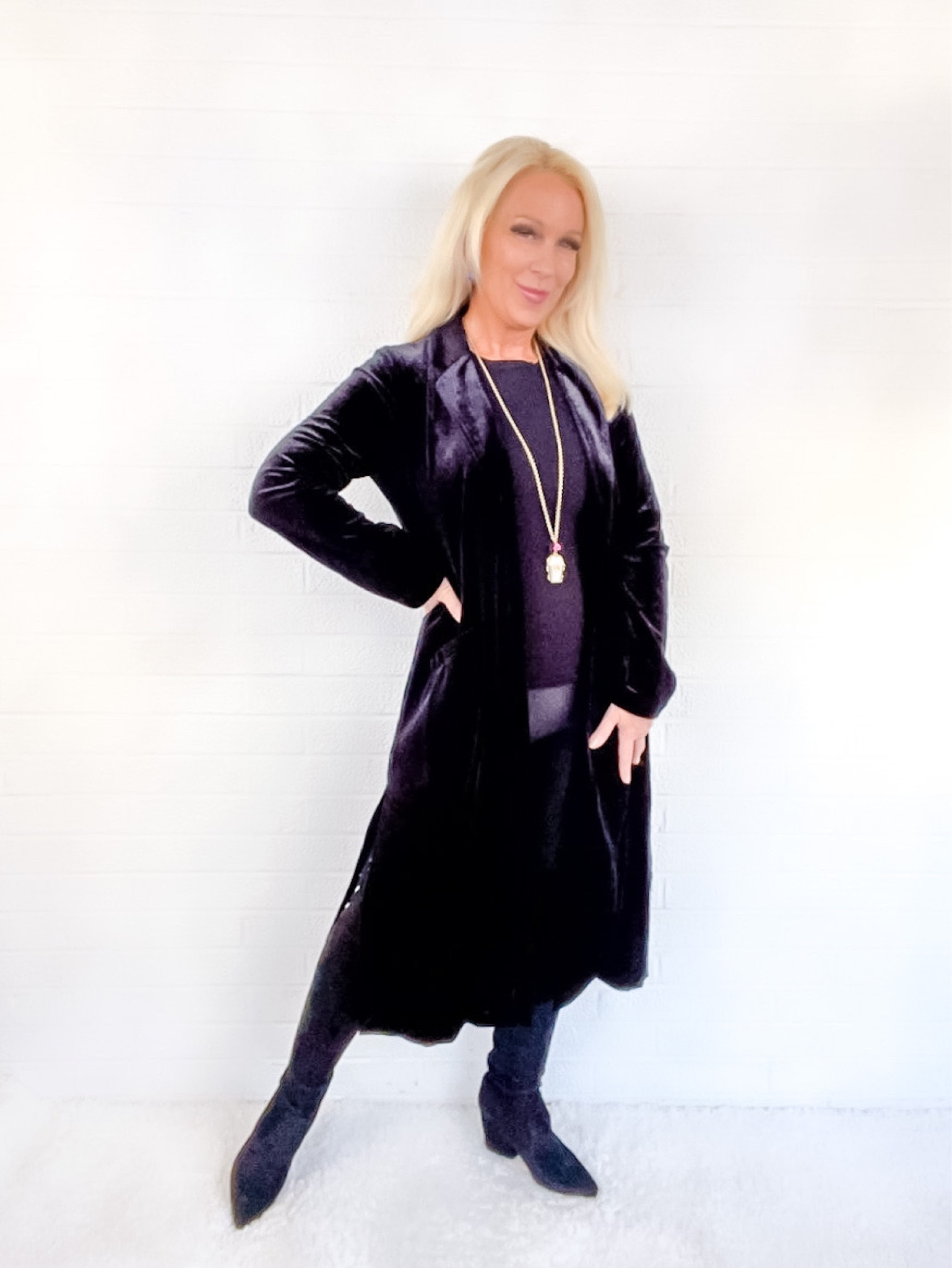 This long black velvet cardigan is great for both Halloween… In the upcoming Holiday season! Pair with liquid leggings and black over the knee boots for a dramatic look. Perfect for a haunted  tour!

#LTKunder100 #LTKSeasonal #LTKHalloween