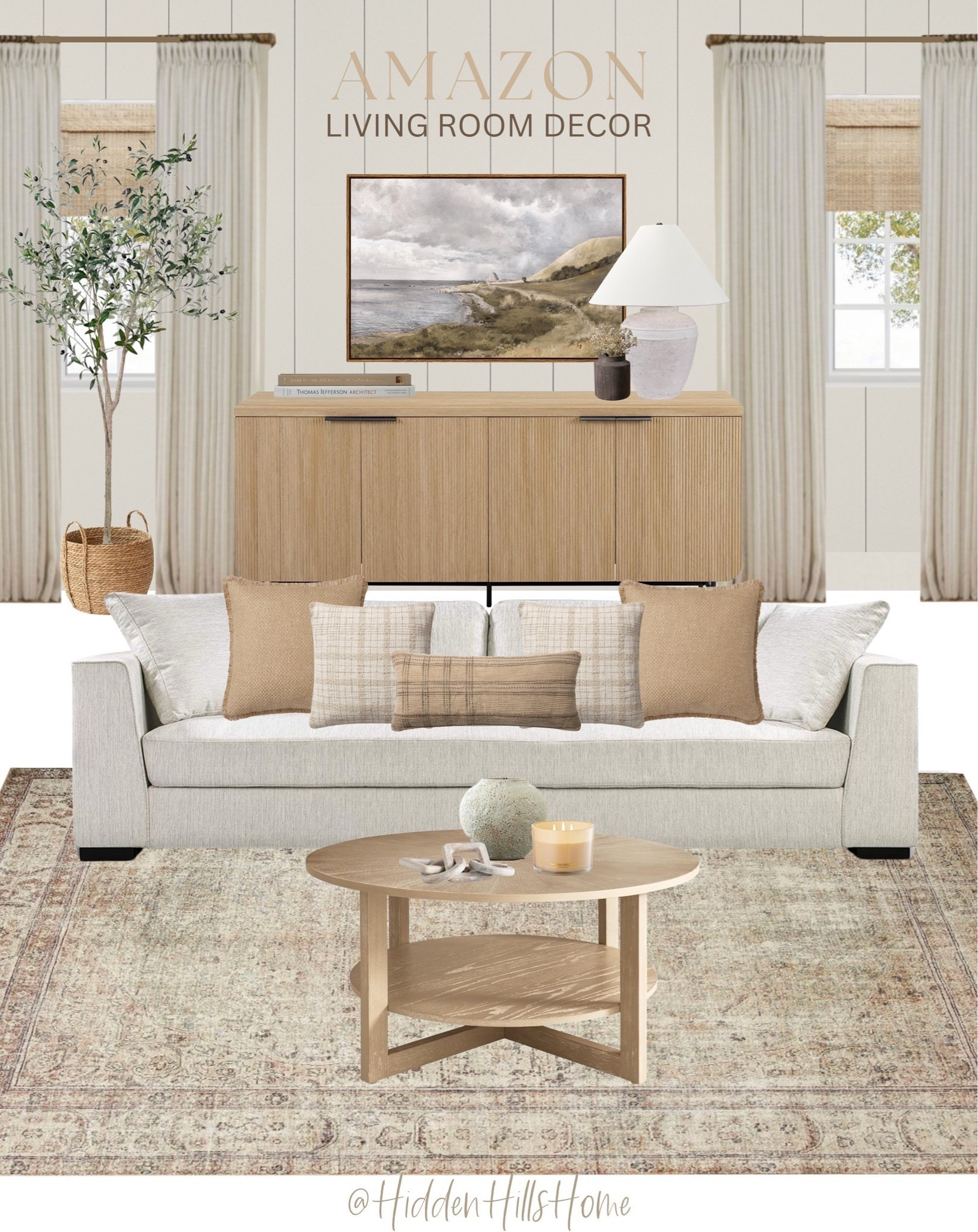 Living room mood board, Amazon living room decor, living room ideas, neutral living room, neutral family room mood board #Amazon 

#LTKHome #LTKSaleAlert