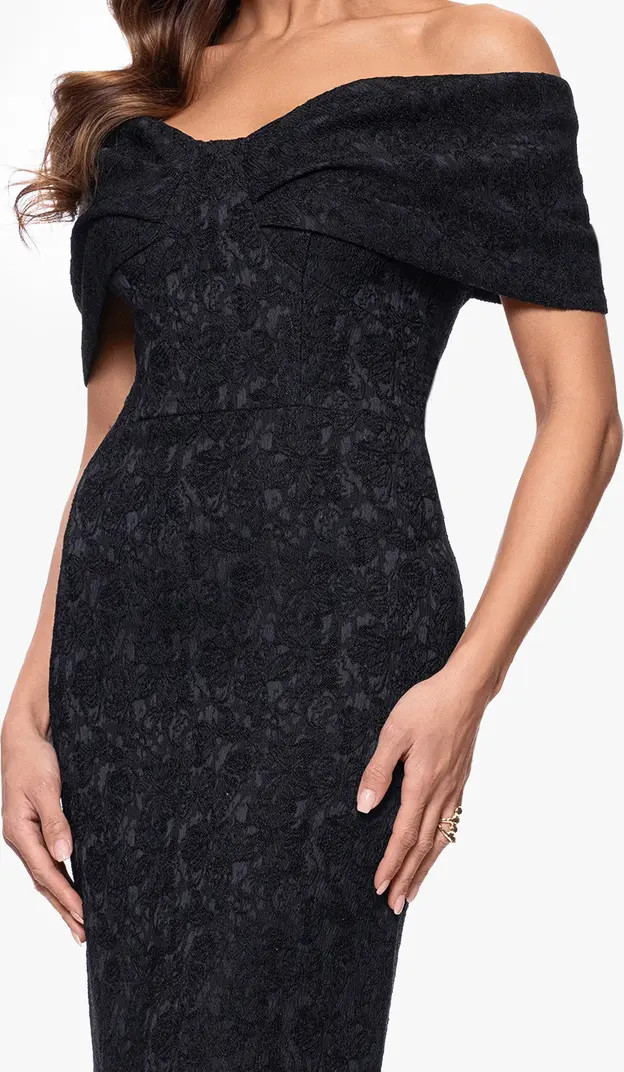 Floral Jacquard Off-the-Shoulder Sheath Gown | Nordstrom