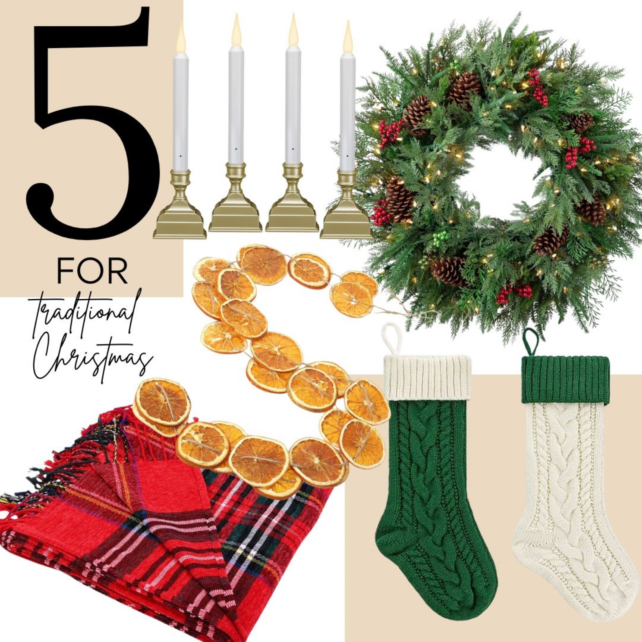 Traditional Christmas decorations, holiday, decor, wreath, battery, candles, orange, garland, plaid, throw blanket, green white stockings

#LTKHome #LTKSeasonal #LTKHoliday