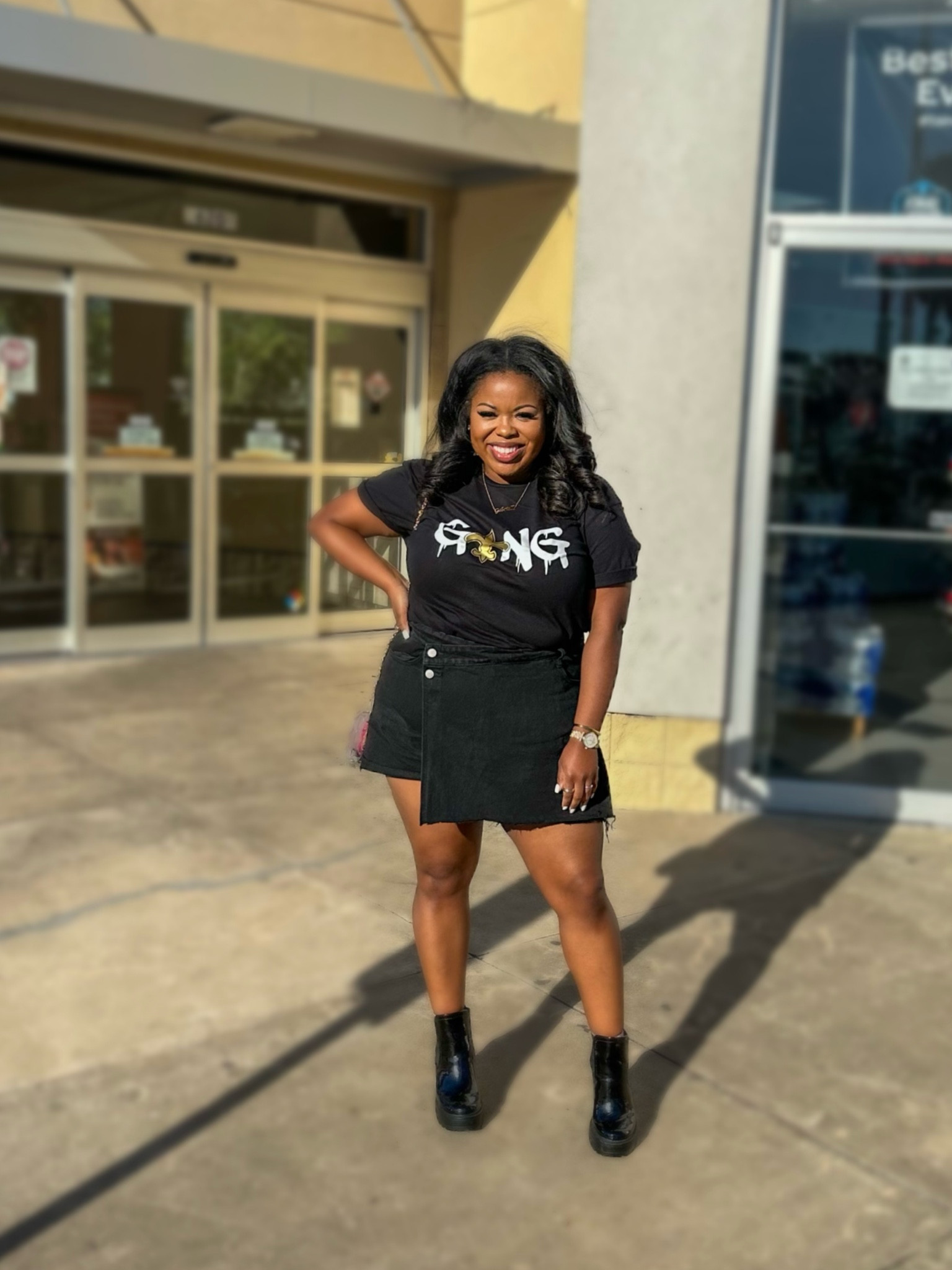 Who dat! Saints game day outfit!! Loved my black denim skort!! Wearing a size 2X! (I normally wear a 1X, I suggest sizing up)

#LTKmidsize #LTKSeasonal #LTKplussize