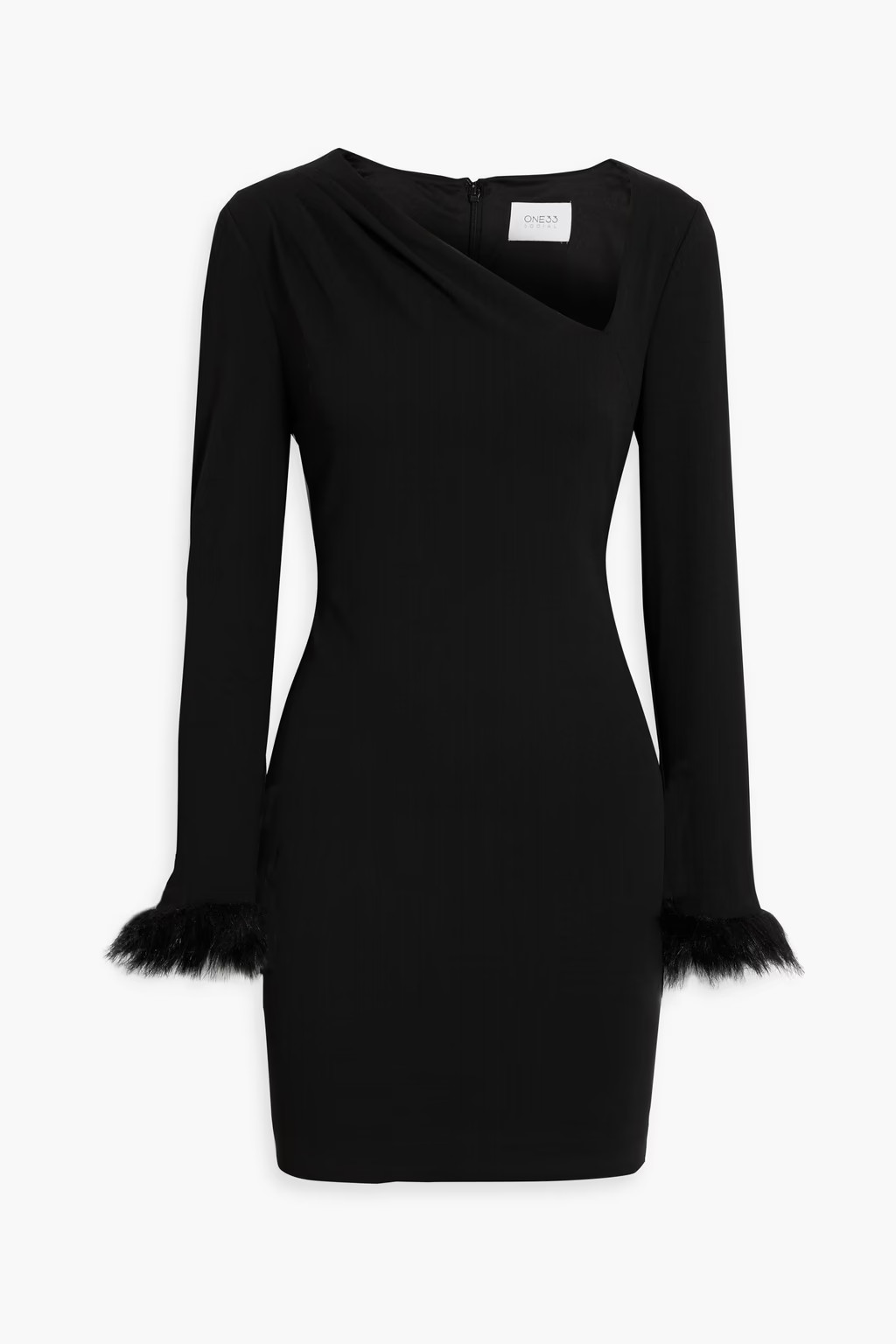 Black Faux fur-trimmed crepe mini dress | ONE33 SOCIAL | THE OUTNET | The Outnet (US and CA)