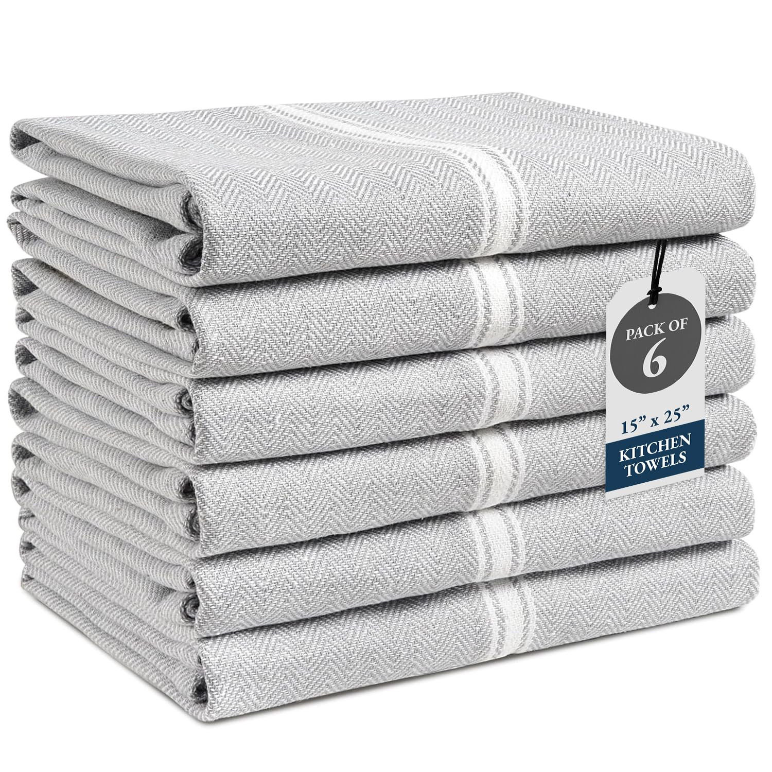 LANE LINEN 100% Cotton Kitchen Towels Set - 6 Pack Kitchen Dish Towels, Soft & Durable Size 14"x2... | Amazon (US)