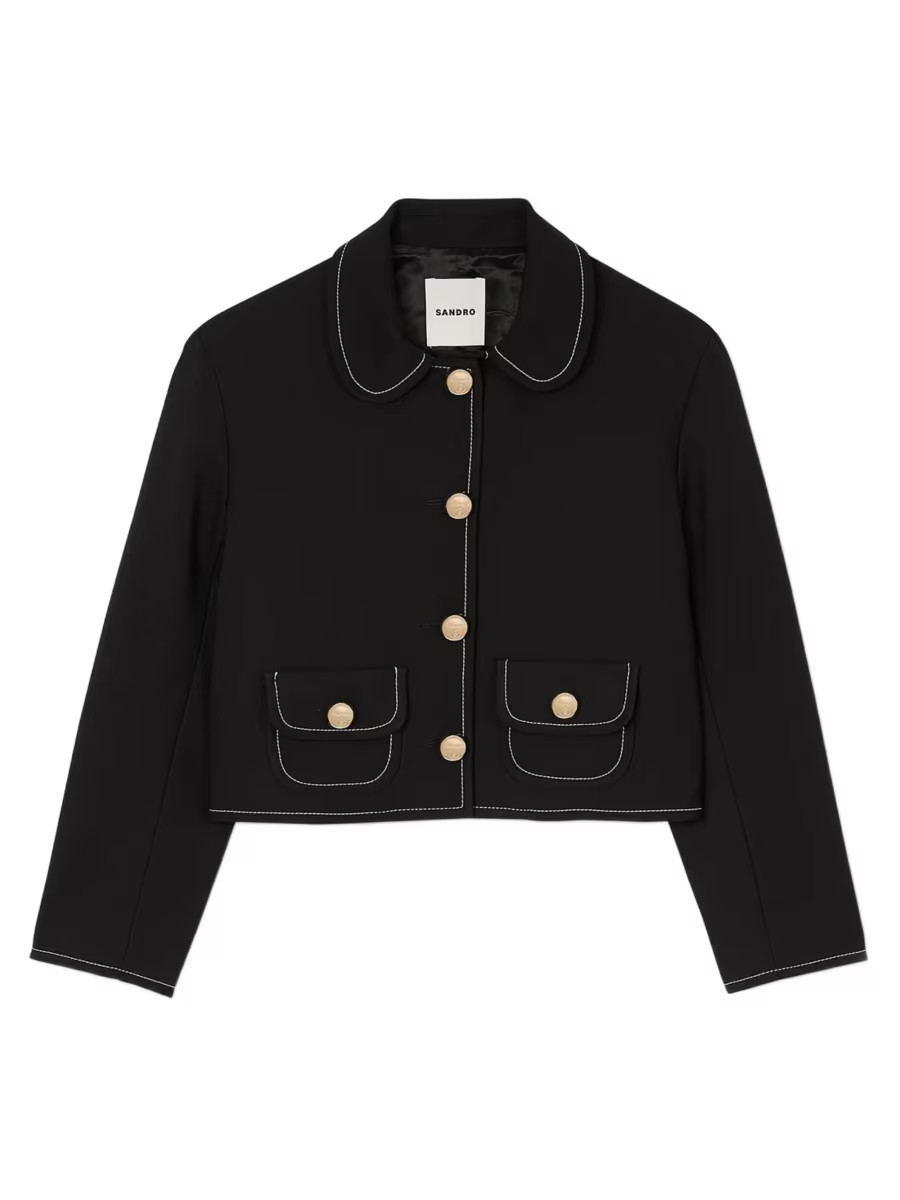 Sandro Peter Pan Collar Cropped Jacket | Saks Fifth Avenue | Saks Fifth Avenue