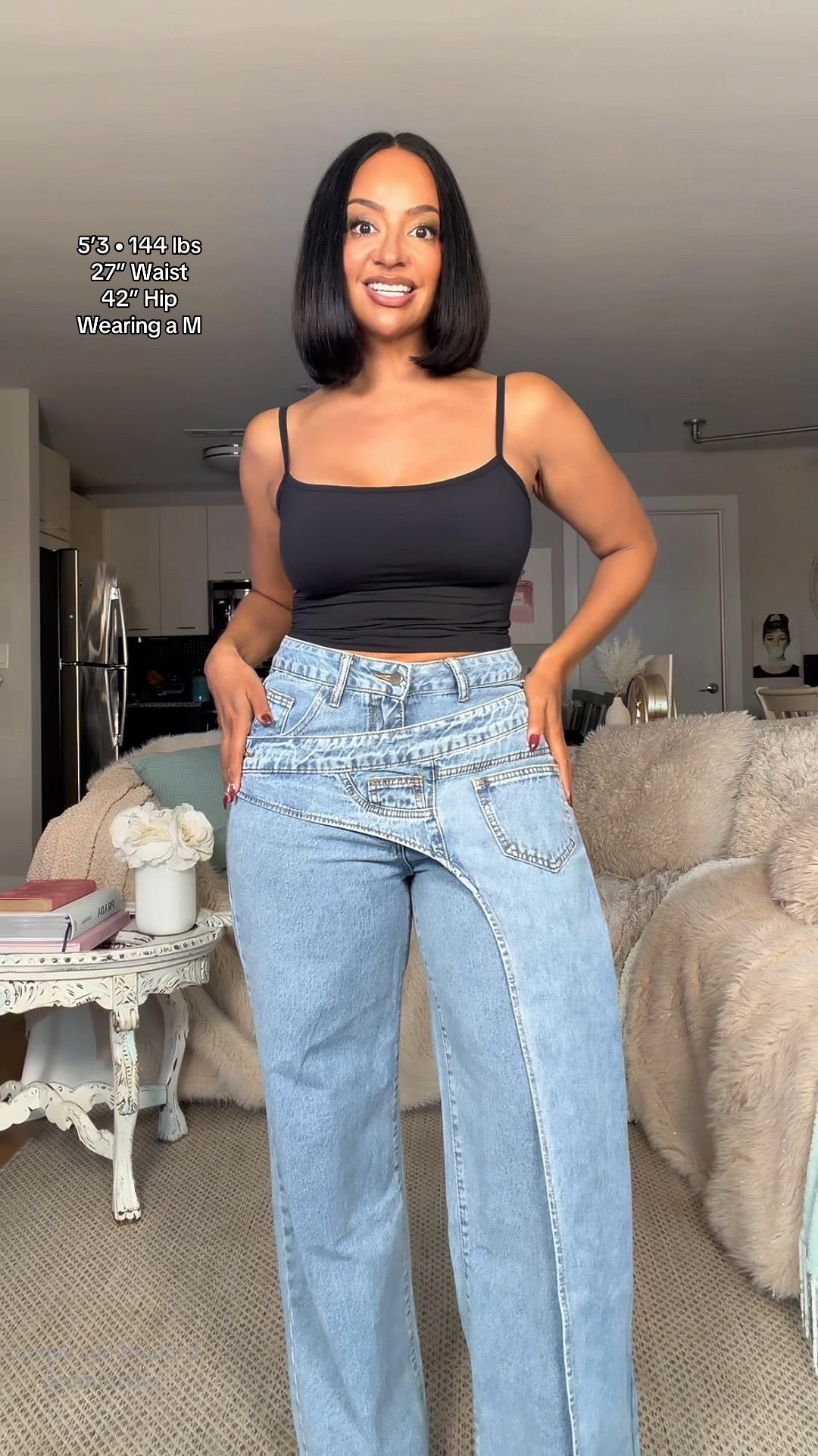 Unique statement wide leg JEANS for my edgy fashion forward girls 💥 

WHERE TO WEAR IT: Date, girls night, dinner, drinks, concert 
STRETCH: No
TRUE TO SIZE: Yes
OVERALL FIT: Loose 
PETITE FRIENDLY: Yes

Sizing ⬇️
5’3 
Bust: 32DD
Waist: 27”
Hips: 42”
Wearing Size M

Make sure you download the ✨FREE✨ LTK app and follow me @heyrissyrozay for all my style and beauty finds 🫶🏽

over 40 outfit ideas
petite curvy outfits

#LTKOver40 #LTKPetite #LTKootd