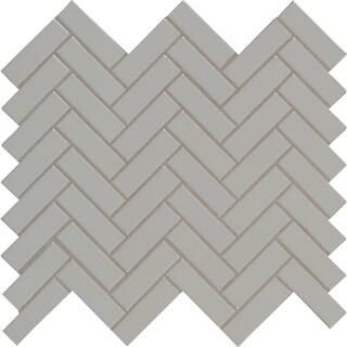 MSI Gray Glossy Herringbone 9.72 in. x 12.52 in. x 10 mm Glossy Porcelain Mosaic Tile (16.9 sq. f... | The Home Depot