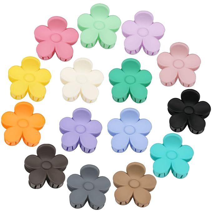 Cute Flower Claw Clips, 15 PCS 1.49 Inch Small Jaw Clips for Women Girls Thin/Medium/Thick Hair, ... | Amazon (US)