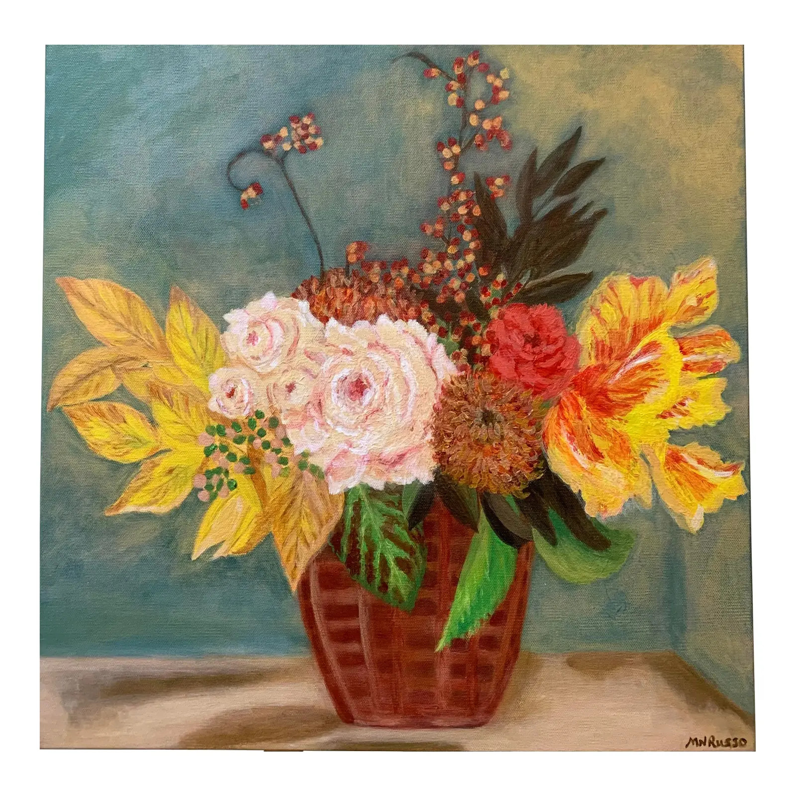 "Bittersweet" Contemporary Impressionist Style Floral Still Life Acrylic Painting | Chairish