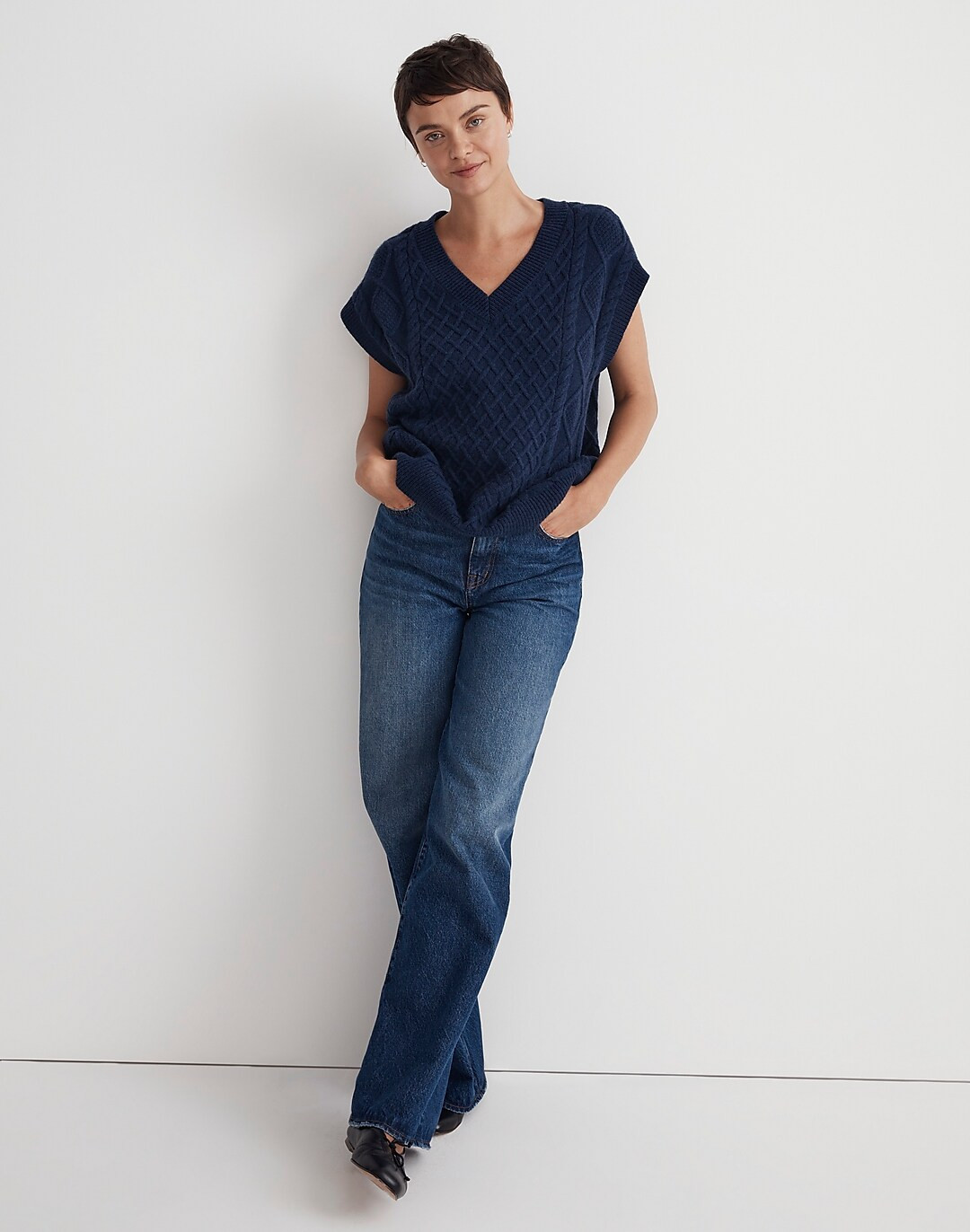 Cable-Knit V-Neck Sweater Vest | Madewell