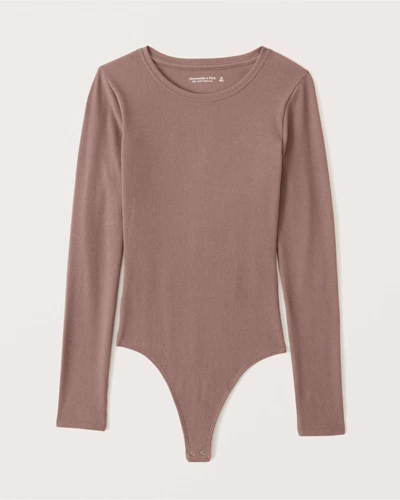 Long-Sleeve Ribbed Crew Bodysuit | Abercrombie & Fitch (US)