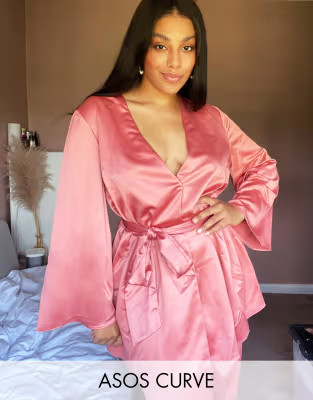 ASOS DESIGN Curve soft satin suit blazer | ASOS (Global)