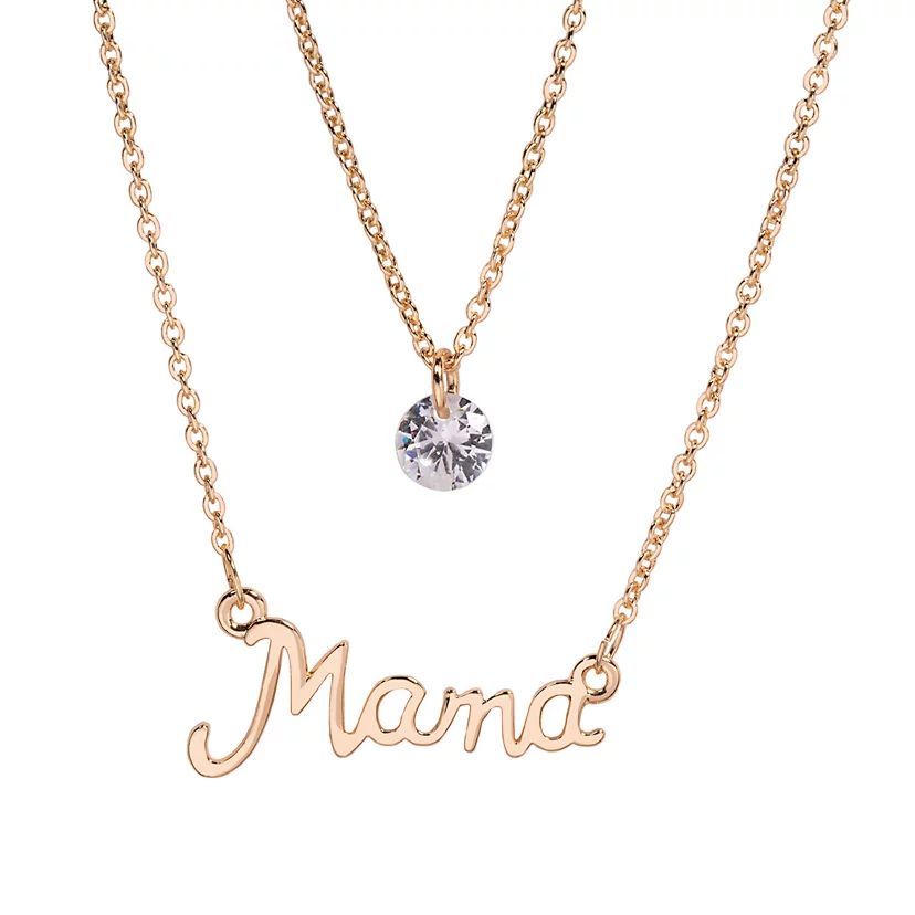 LC Lauren Conrad "Mama" & Cubic Zirconia Pendant Necklace Set | Kohl's