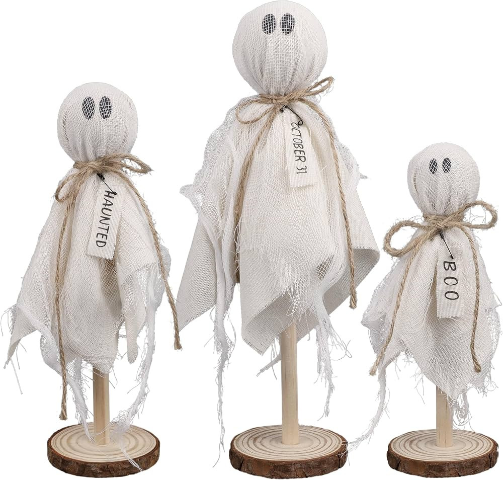 DR.DUDU Halloween Decorations Indoor - 3 Pack Primitive Wooden Ghost Kit for Table Centerpiece, S... | Amazon (US)
