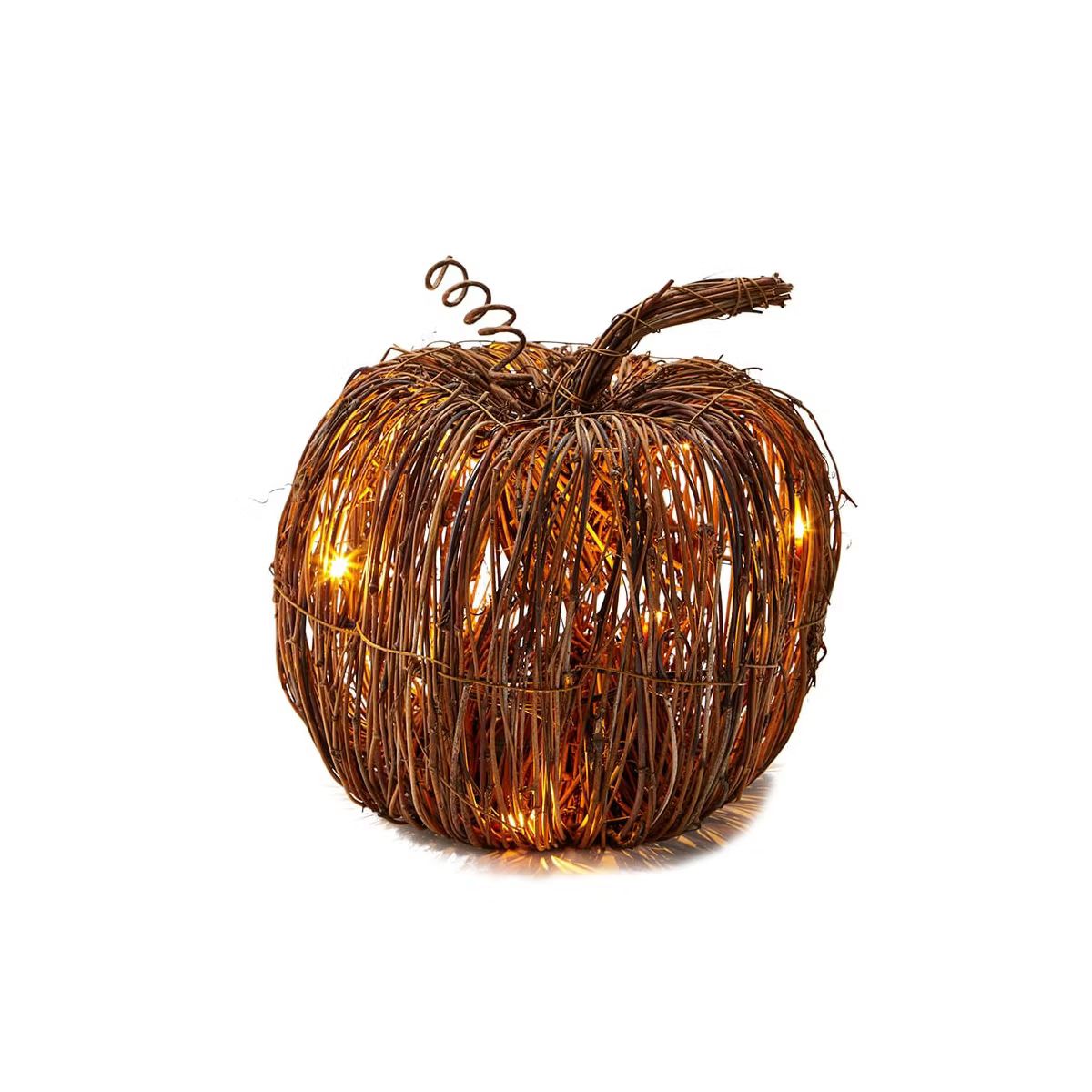 The Lakeside Collection Rattan Lighted Pumpkin - Harvest Halloween Decor for Tabletops, Mantles | Target