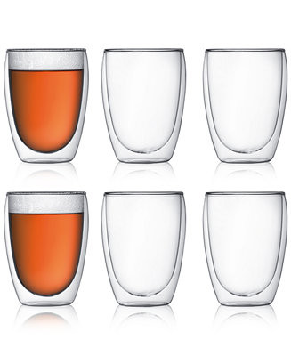 Pavina Double Wall Glasses, 12 Oz. 6 Piece Set | Macy's