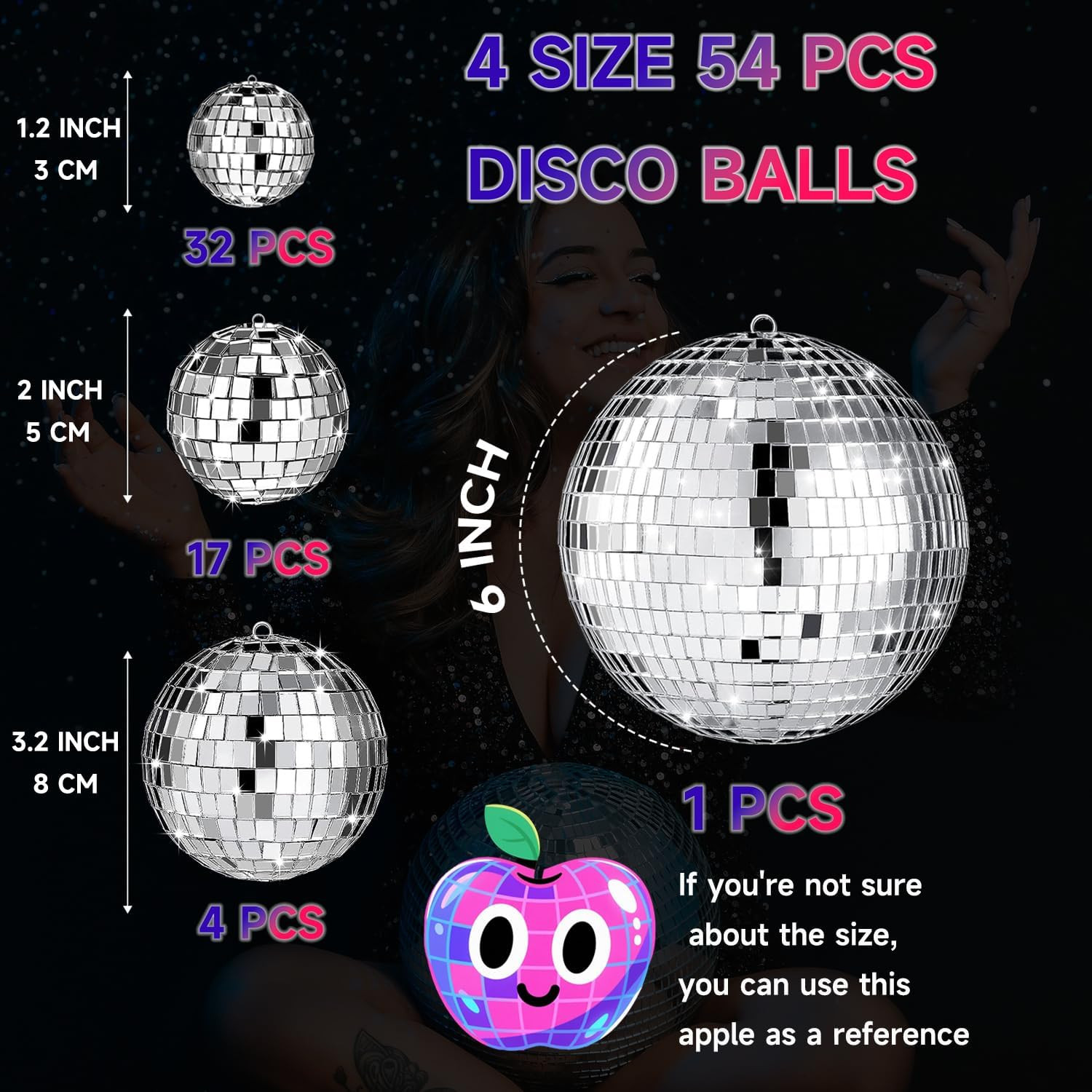 54 Pcs Mini Silver Disco Balls - Hanging Mirror Ornaments for Party, Wedding, Christmas Supplies | Amazon (US)
