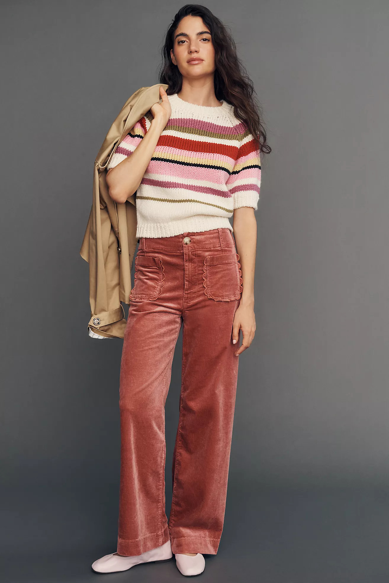 Maeve Colette Corduroy Scallop High-Rise Wide-Leg Full-Length Pants | Anthropologie (US)