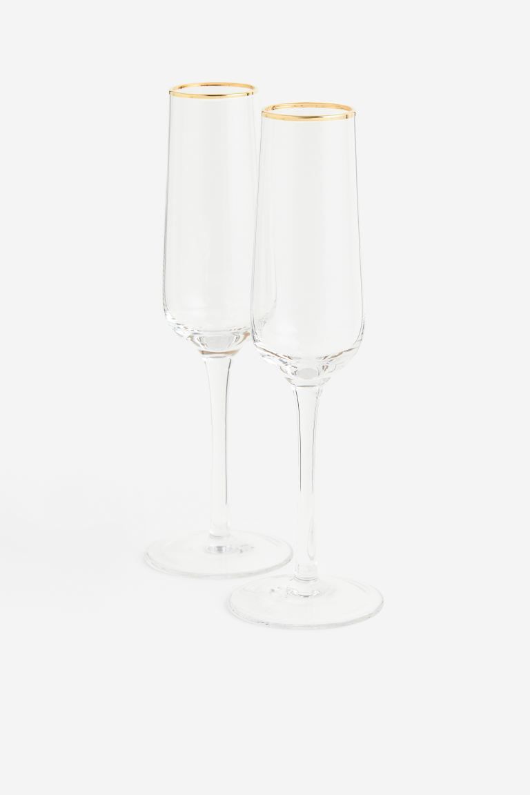 2-pack Champagne Flutes - Clear glass - Home All | H&M US | H&M (US + CA)
