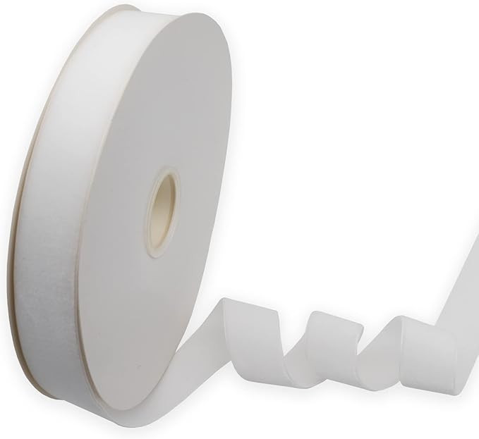 KLTRIBBON Nylon Velvet Ribbon Single Faced,1 Inch X 25Yards Spool (White) | Amazon (US)
