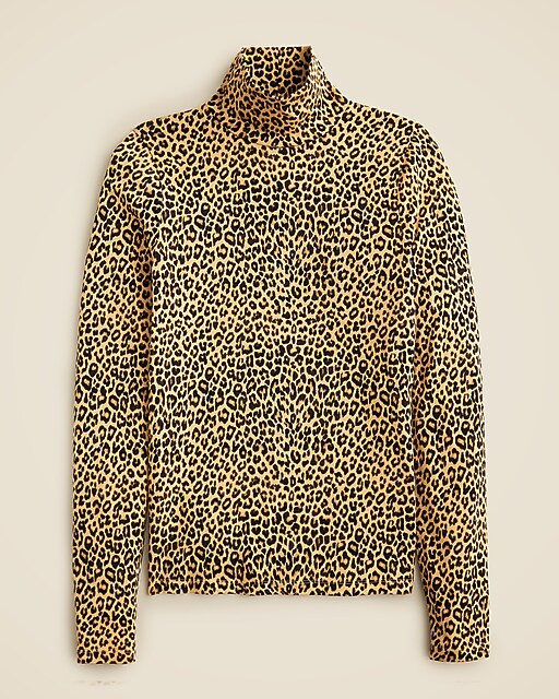 Tissue crepe turtleneck in leopard print | J. Crew US