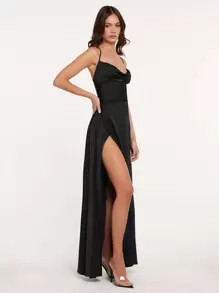 evoluSHEIN Crisscross Backless Wrap Satin Prom Dress SKU: sw2109099336688823(1000+ Reviews)Recycl... | SHEIN