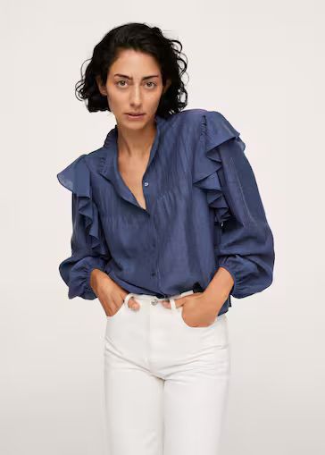 Ruffled lyocell blouse | MANGO (US)