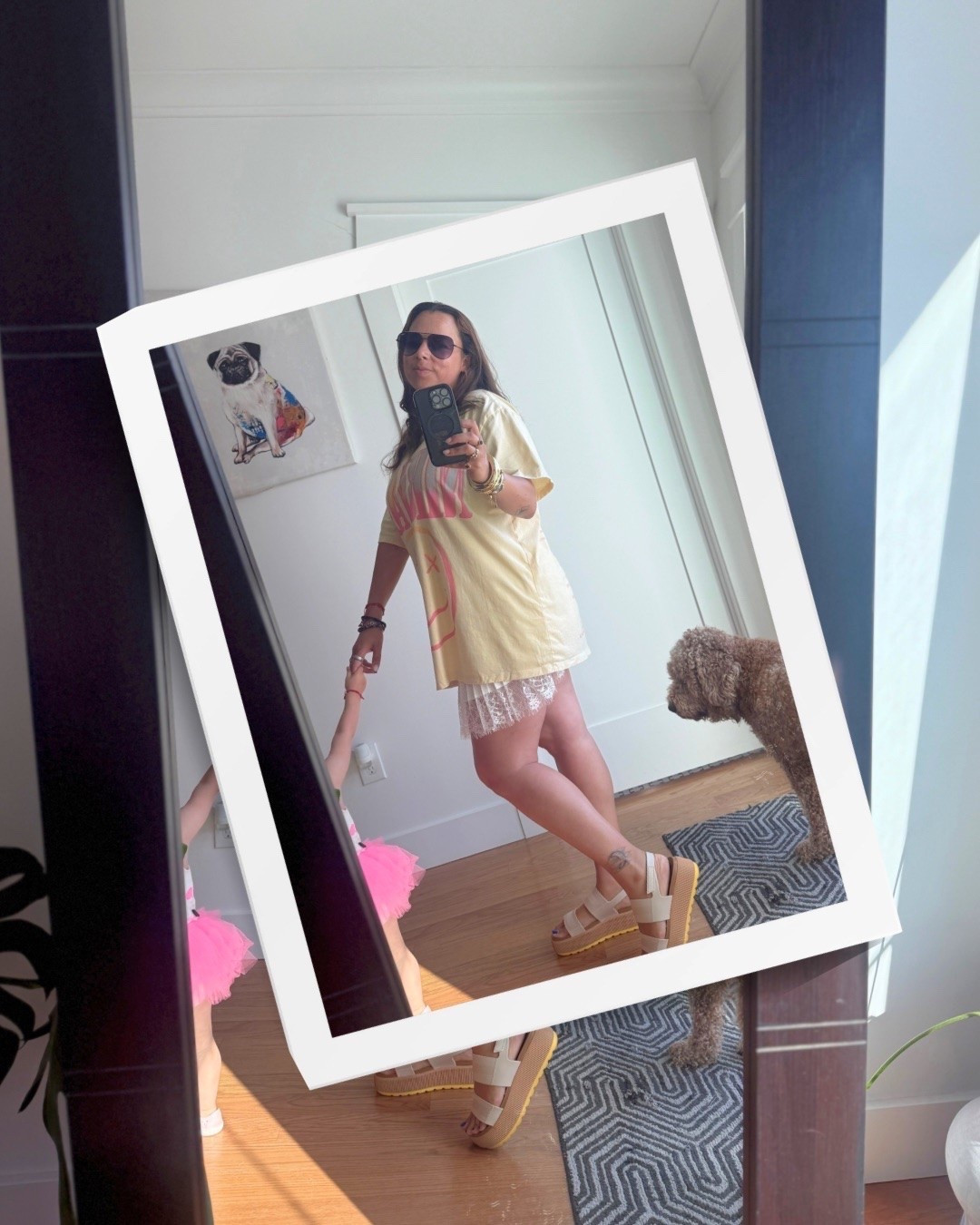 Oversized tee + lace shorts + platforms = exactly the kind of weird little outfit combo I’m into lately. 💛 Feminine, comfy, slightly unexpected and actually works for my life right now.

#LTKgrwm #LTKootd #LTKdayinmylife