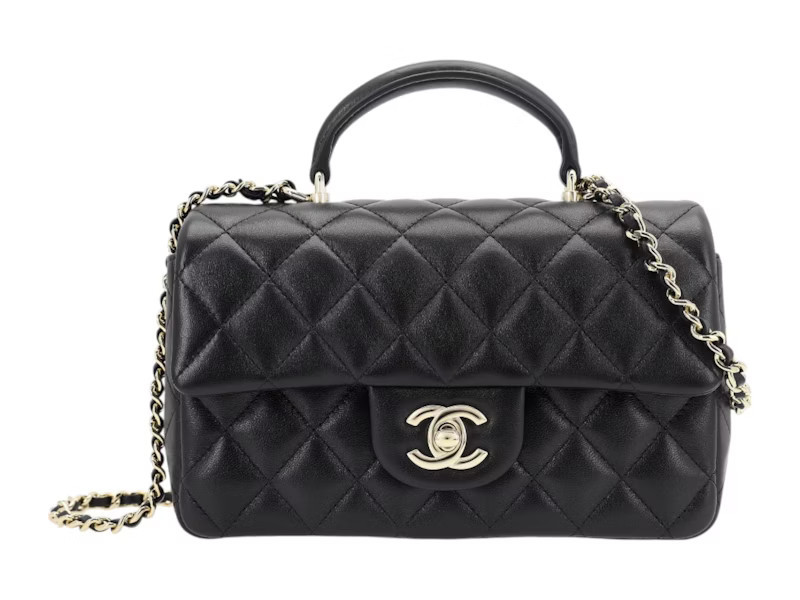 Women's Chanel Mini Classic Flap Bag with Handle in Black | StockX
