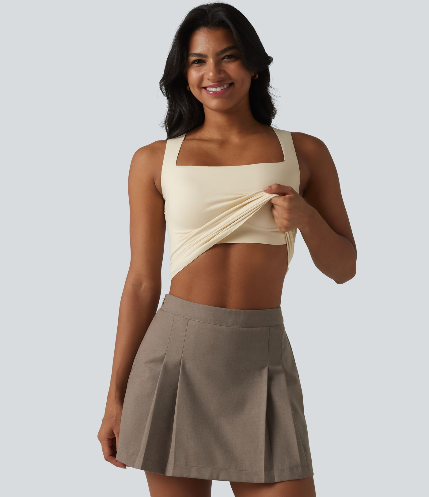 Women\u2019s Square Neck Built-in Bra Casual Tank Top B-E Cups - Halara | HALARA