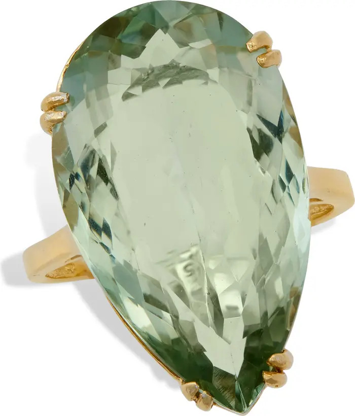 18K Gold Plate Sterling Silver Teardrop Green Quartz Ring | Nordstrom Rack