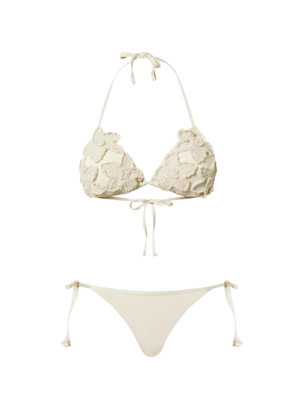 TWINSET crochet-knit triangle bikini - White | Farfetch Global