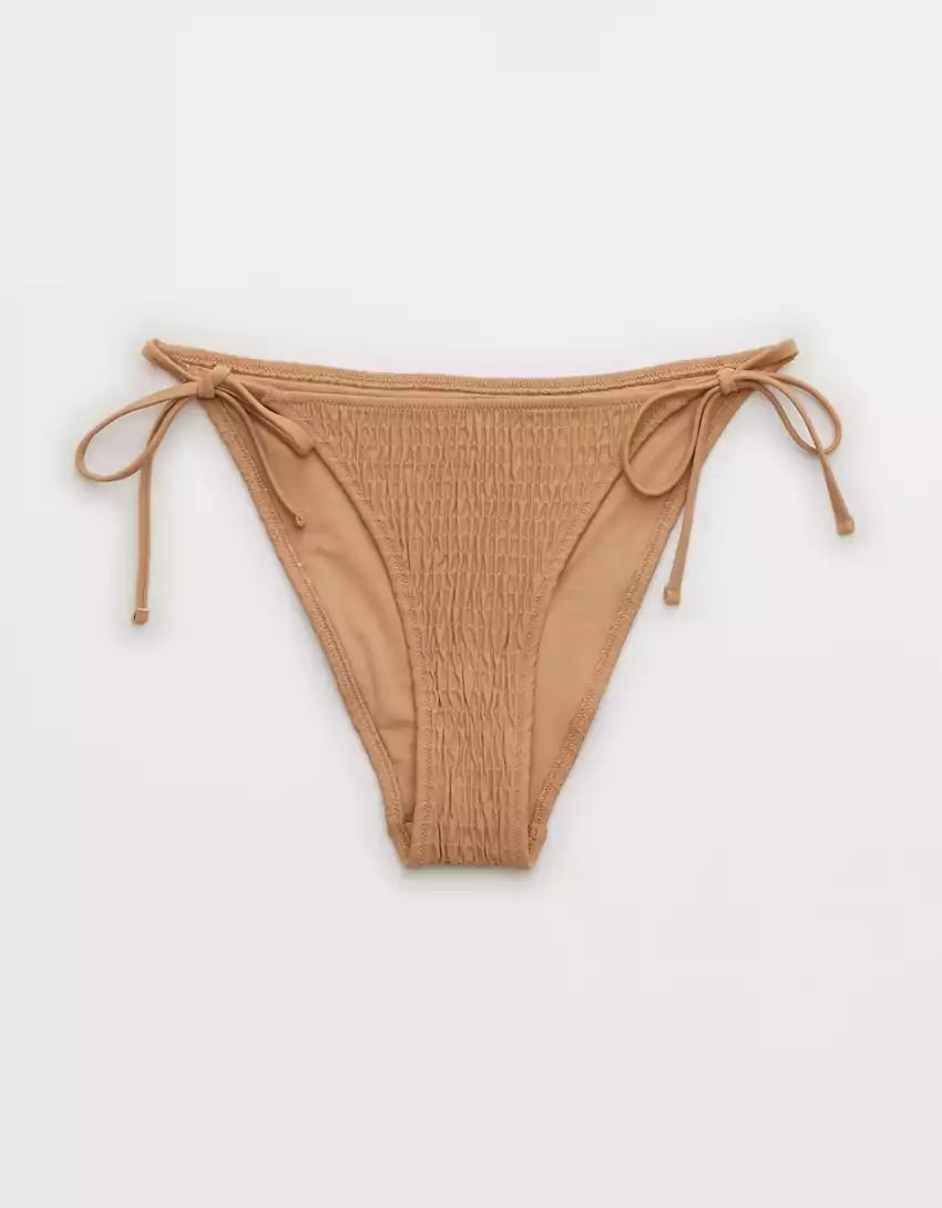 Aerie Smocked Tie Cheeky Bikini Bottom | Aerie