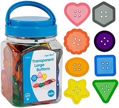 Edx Education Transparent Large Buttons - Mini Jar Set of 60 - Light Box Accessory - Sensory and Fin | Amazon (US)