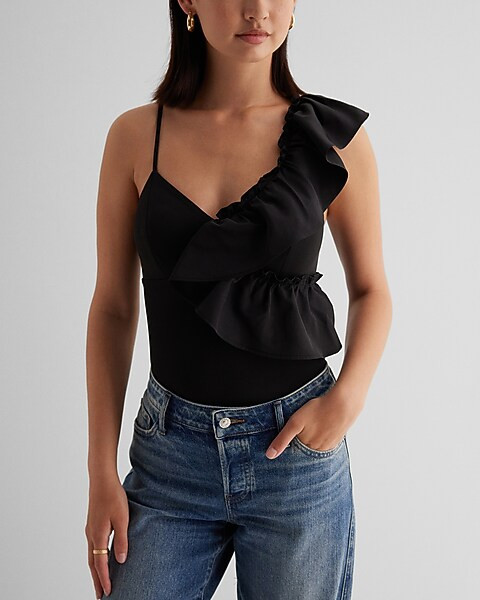 Body Contour High Compression Ruffle Bodysuit | Express