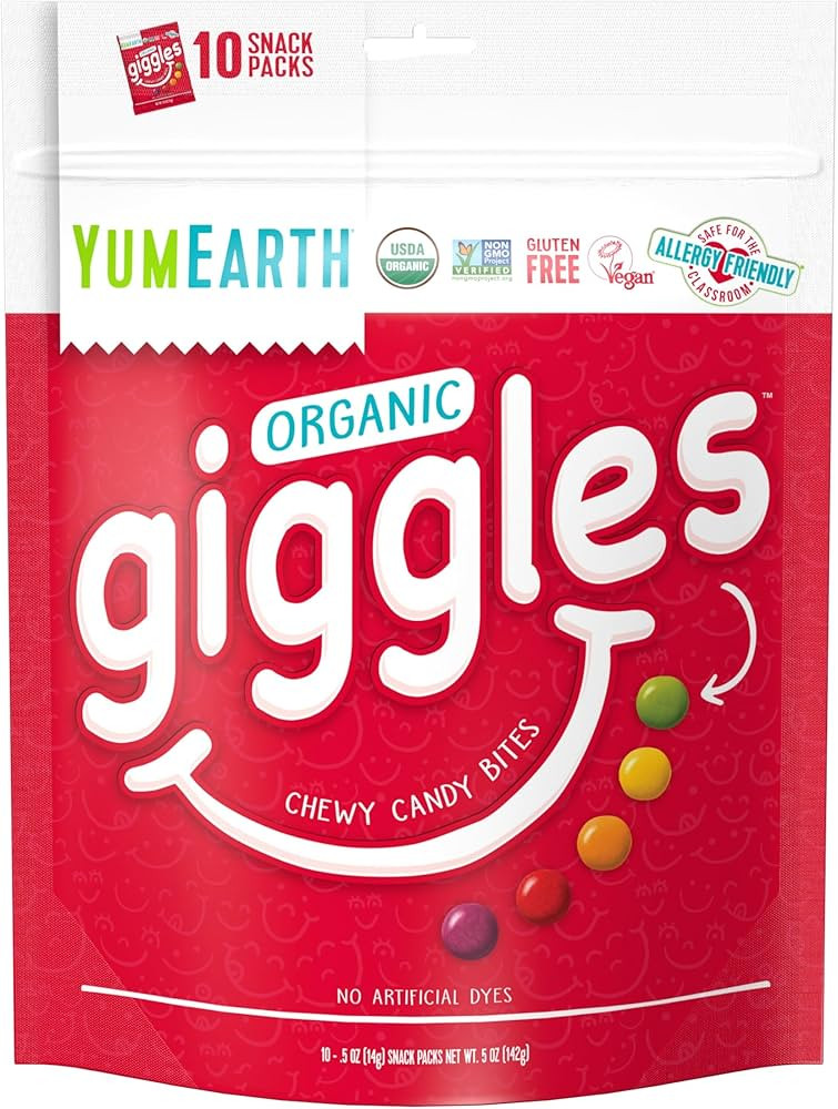 YumEarth Organic Giggles Chewy Candy - Allergy Friendly (Top 9 Free), No Artificial Dyes or Flavo... | Amazon (US)