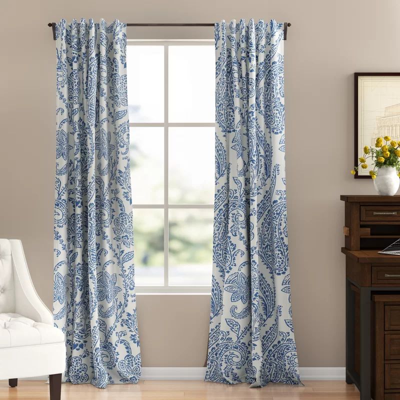 Bryton Floral Room Darkening Rod Pocket Single Curtain Panel | Wayfair North America