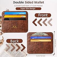 Personalized Custom Gold Silver Initial Credit Card Holder Wallet, Crocodile Grain PU Leather Sli... | Amazon (US)
