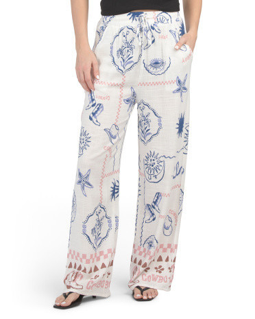 Linen Blend Nautical Cowgirl Pants | Rayon/Cotton | Marshalls