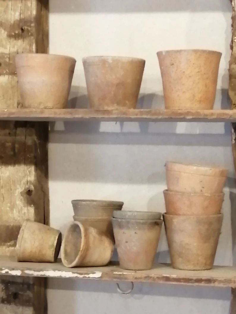 Antique French mini terracotta pots set of 3 | Etsy (US)