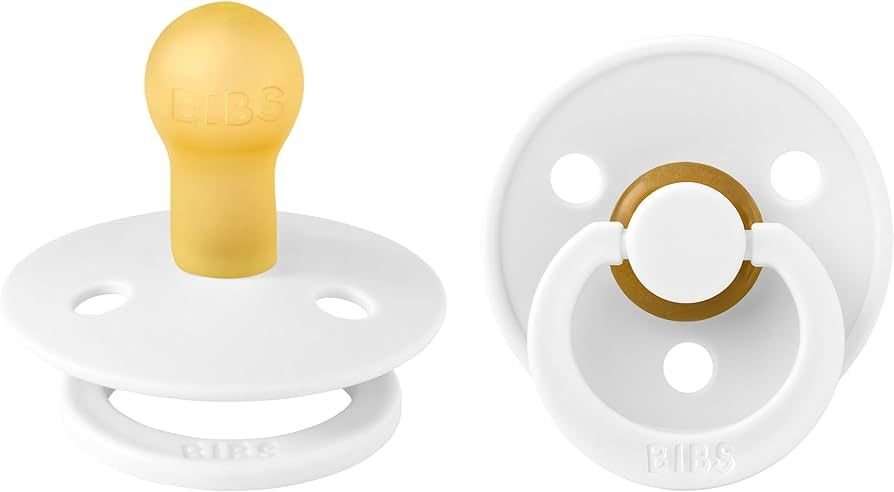 BIBS Pacifiers | Natural Rubber Baby Pacifier | Set of 2 BPA-Free Soothers | Made in Denmark | Wh... | Amazon (US)