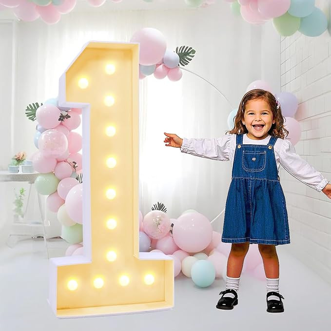 4FT Plastic Marquee Numbers 1 - Light up Numbers Are Made from Corrugated Plastic Board - Quick A... | Amazon (US)